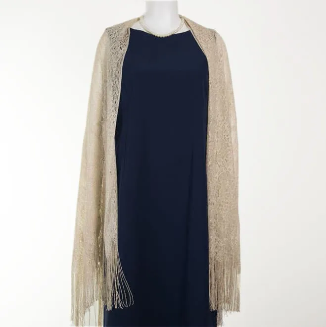 ゴールドのラメレースストール