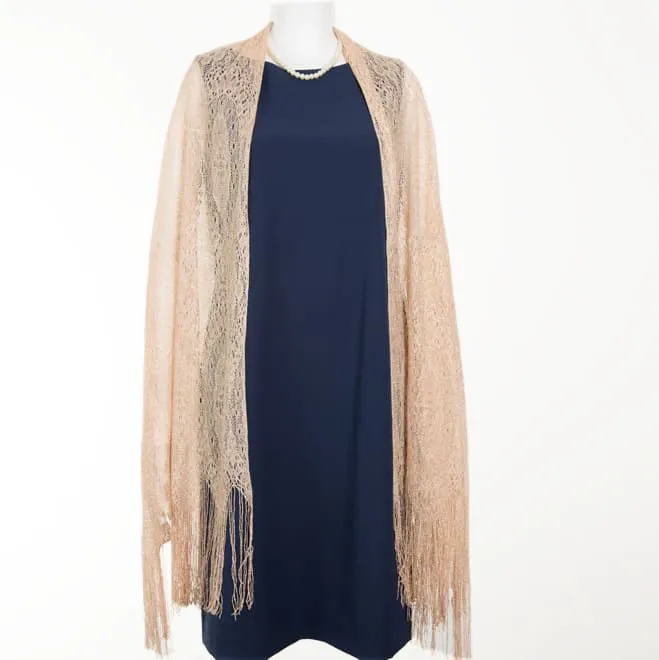 オレンジゴールドのラメレースストール