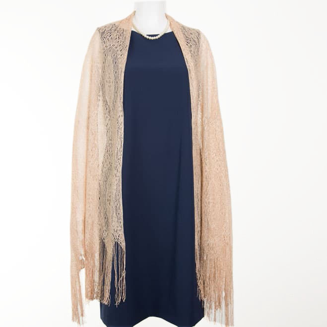 オレンジゴールドのラメレースストール