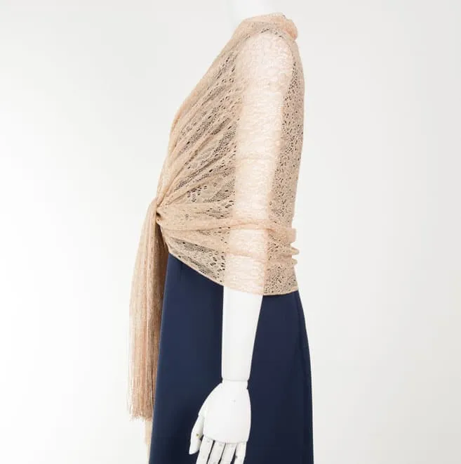 オレンジゴールドのラメレースストール