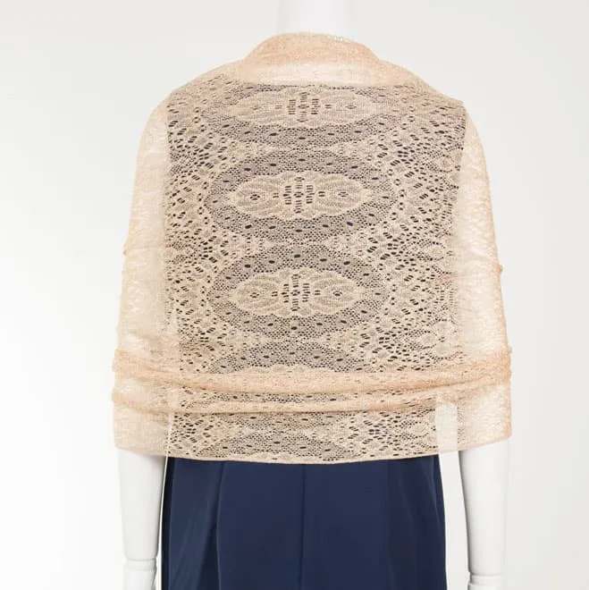 オレンジゴールドのラメレースストール