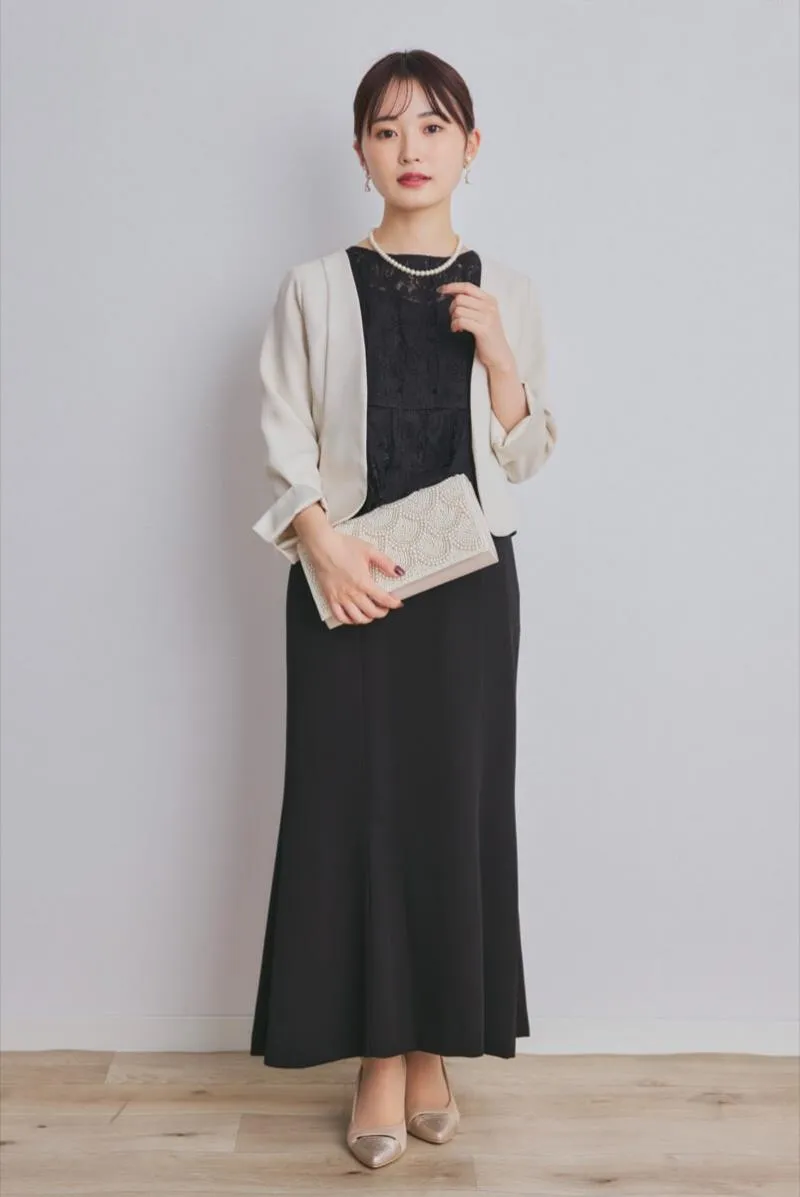 ブラックのペプラムブラウスドレスコーディネートセット