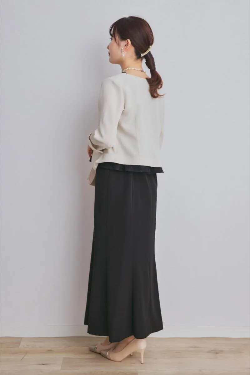 ブラックのペプラムブラウスドレスコーディネートセット