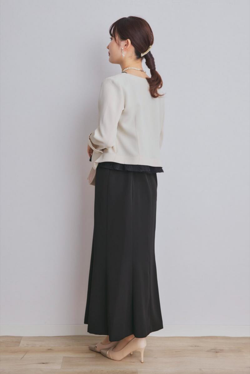 ブラックのペプラムブラウスドレスコーディネートセット