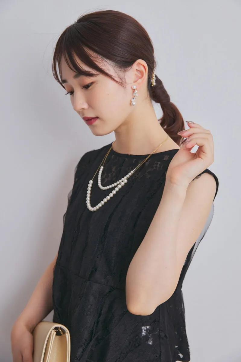 ブラックのペプラムブラウスドレスコーディネートセット