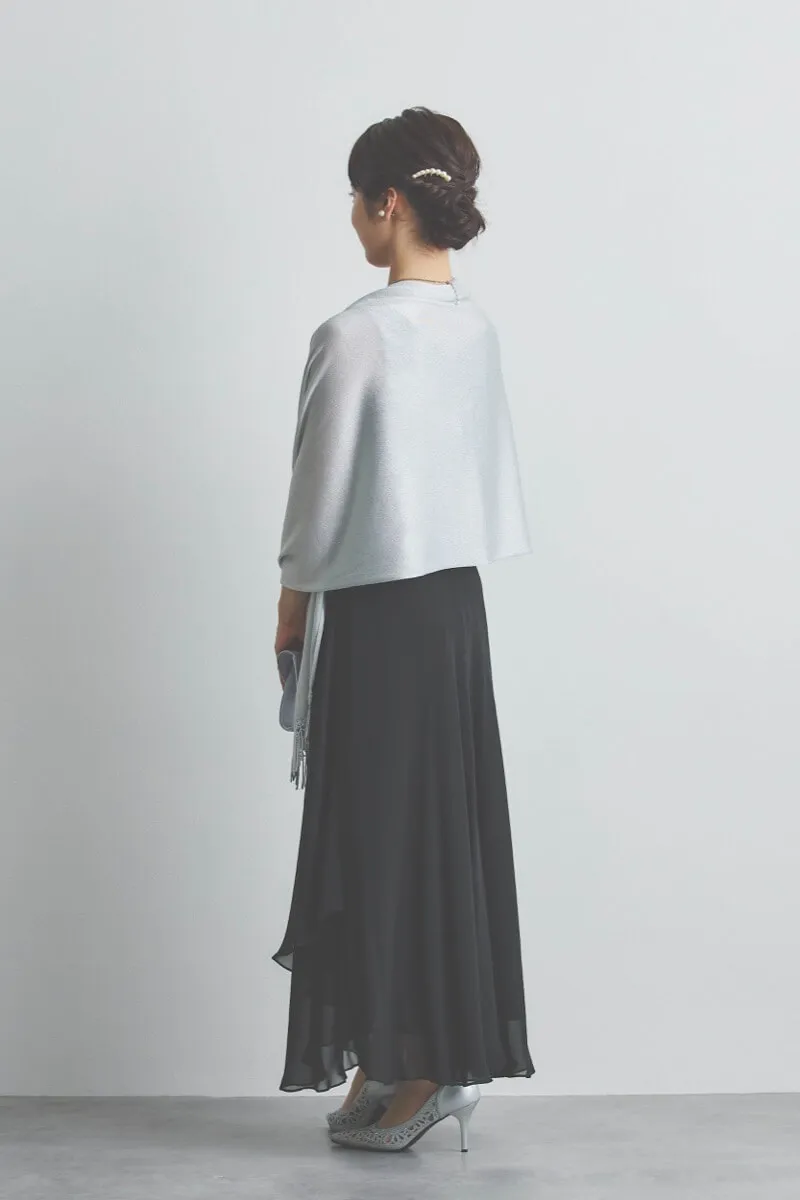 ブラックのシフォンドレープロングドレス [ 店頭販売価格 37,000円 ]