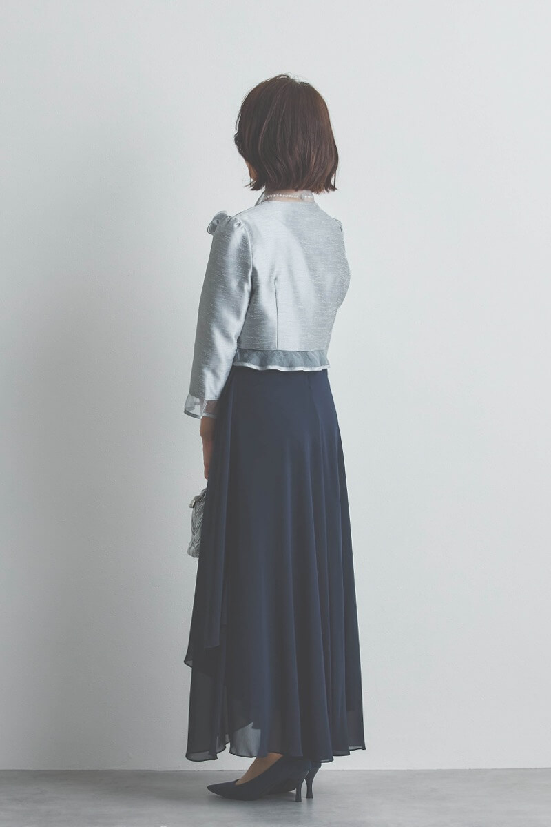 ネイビーのシフォンドレープロングドレス [ 店頭販売価格 42,900円 ]