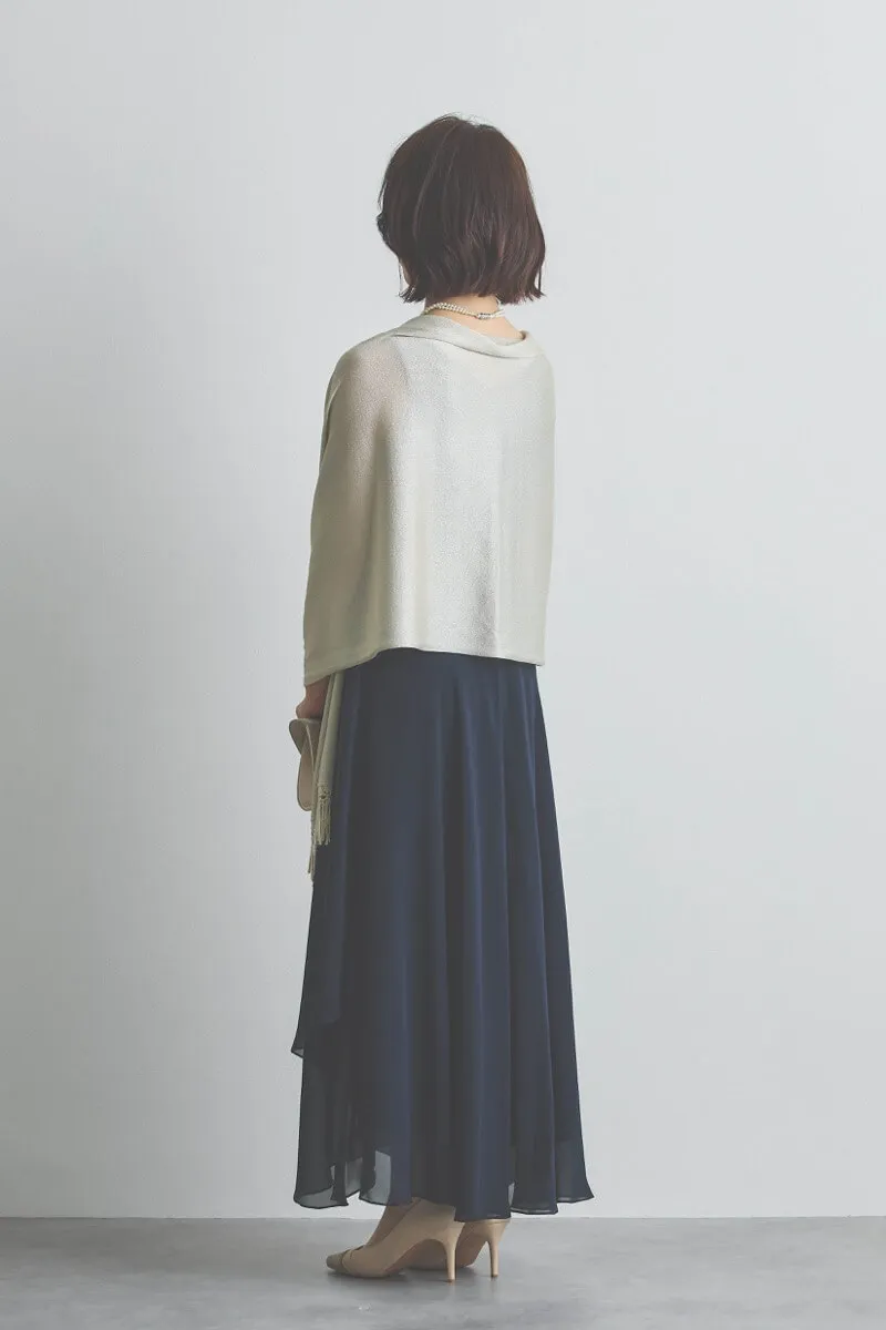 ネイビーのシフォンドレープロングドレス [ 店頭販売価格 42,900円 ]