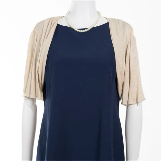 ゴールドのラメ入り五分袖ボレロ