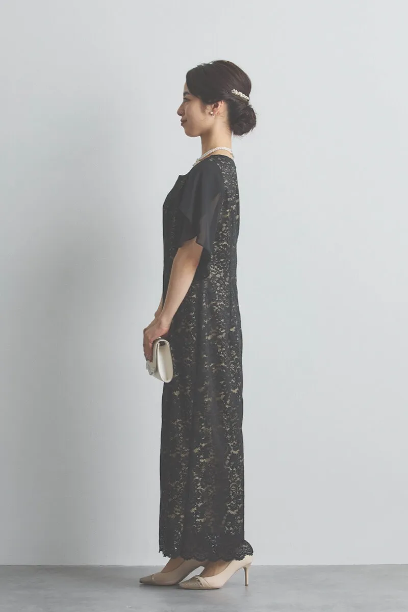 ブラックのシフォンスリーブIラインドレス [ 店頭販売価格 39,600円 ]