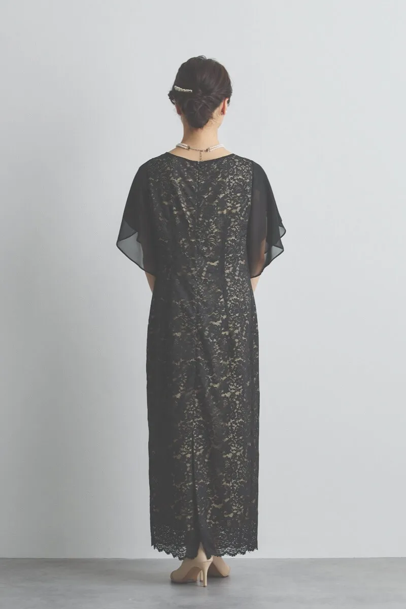 ブラックのシフォンスリーブIラインドレス [ 店頭販売価格 39,600円 ]