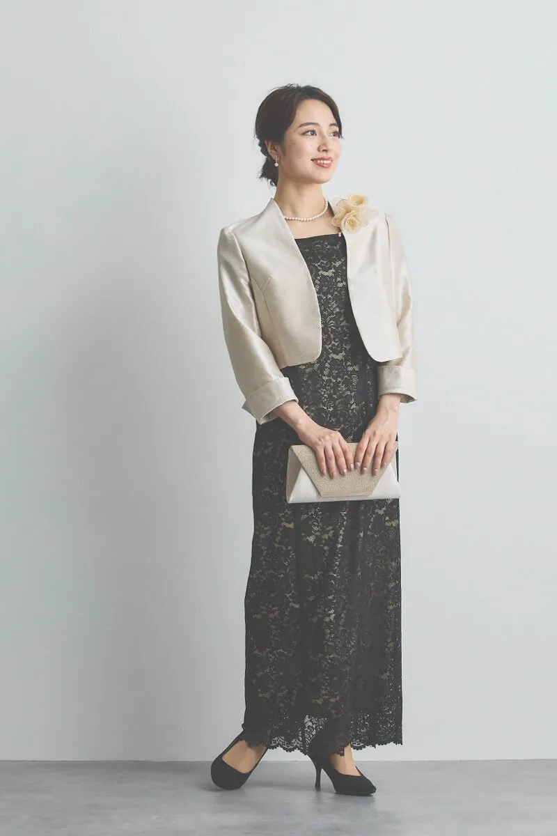 ブラックのシフォンスリーブIラインドレス [ 店頭販売価格 39,600円 ]