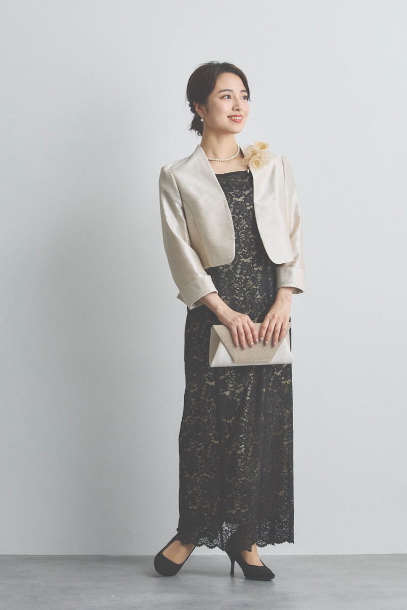 ブラックのシフォンスリーブIラインドレス [ 店頭販売価格 39,600円 ]