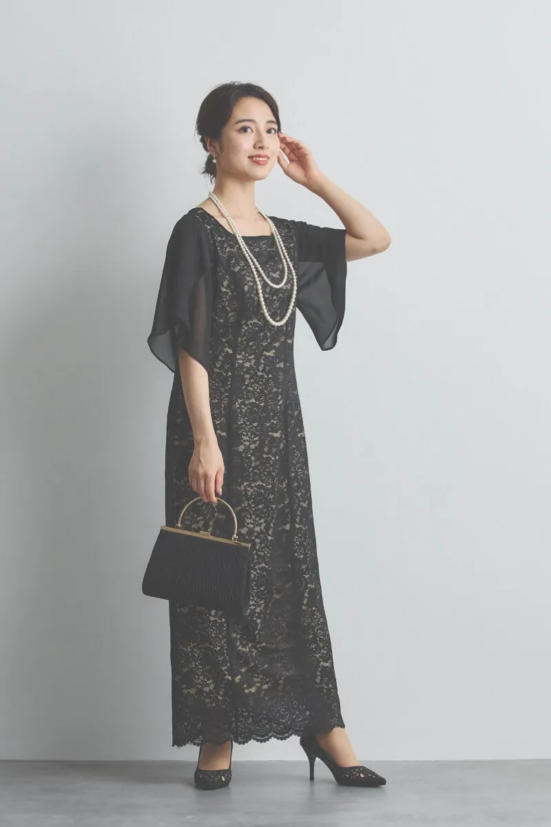 ブラックのシフォンスリーブIラインドレス [ 店頭販売価格 39,600円 ]