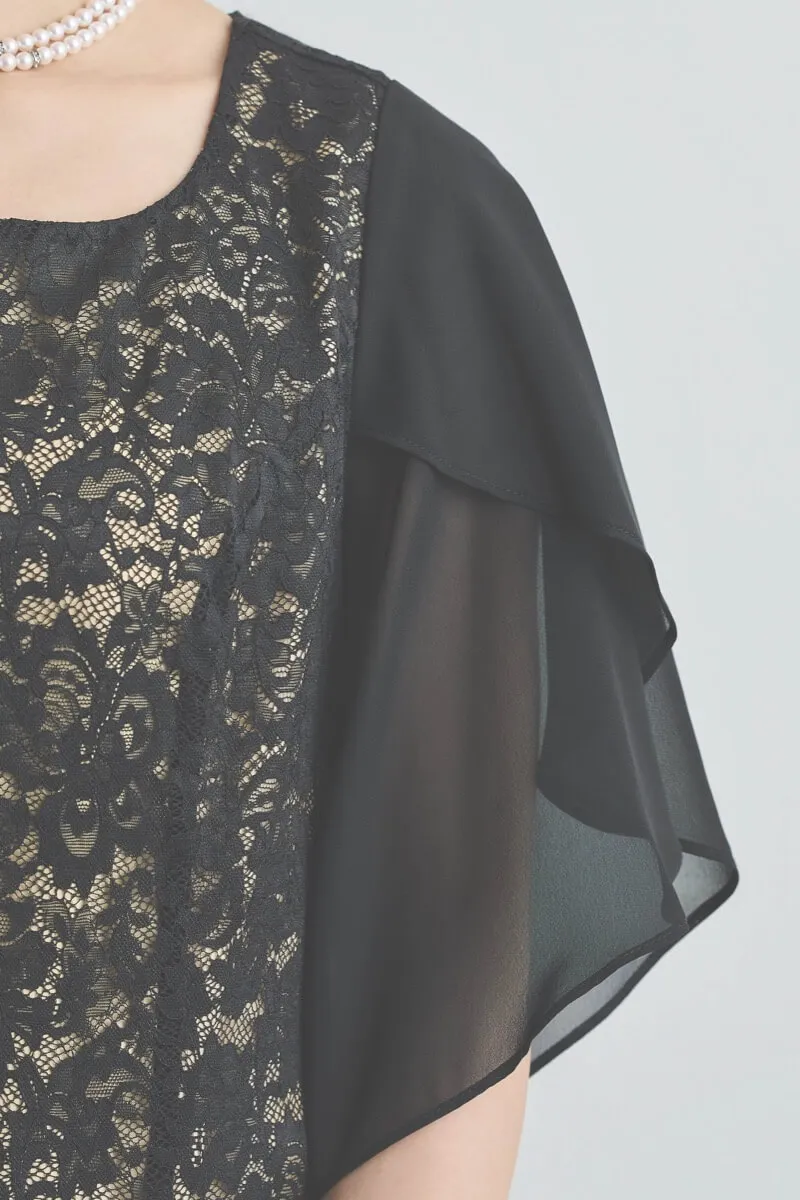 ブラックのシフォンスリーブIラインドレス [ 店頭販売価格 39,600円 ]