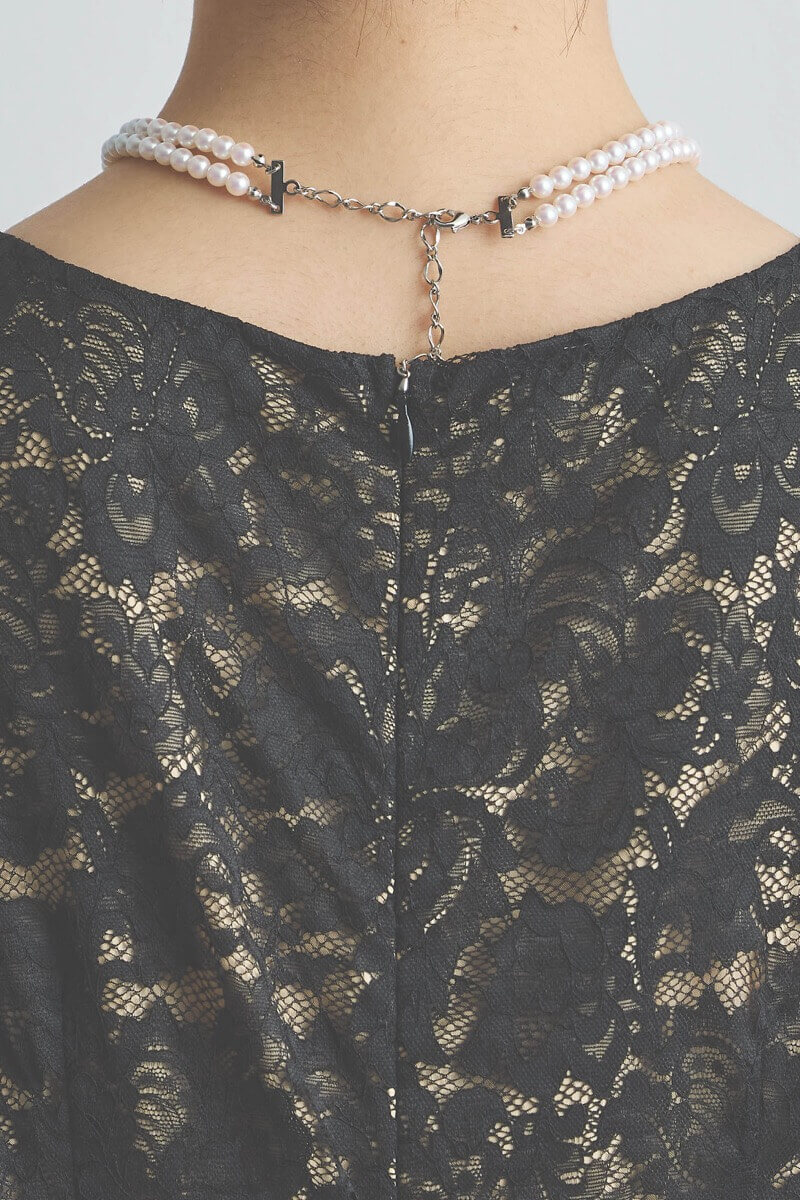 ブラックのシフォンスリーブIラインドレス [ 店頭販売価格 39,600円 ]