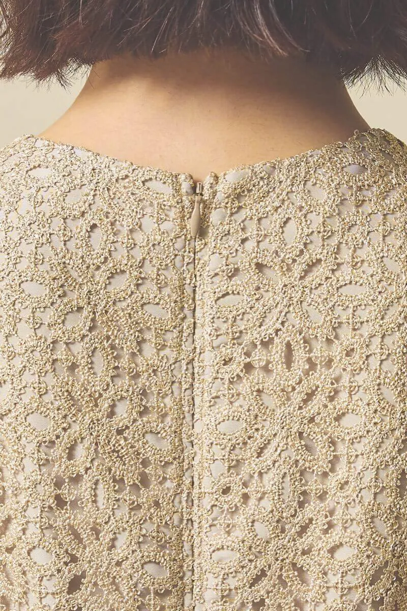 ゴールドのラメクロシェレースドレス [ 店頭販売価格 38,500円 ]