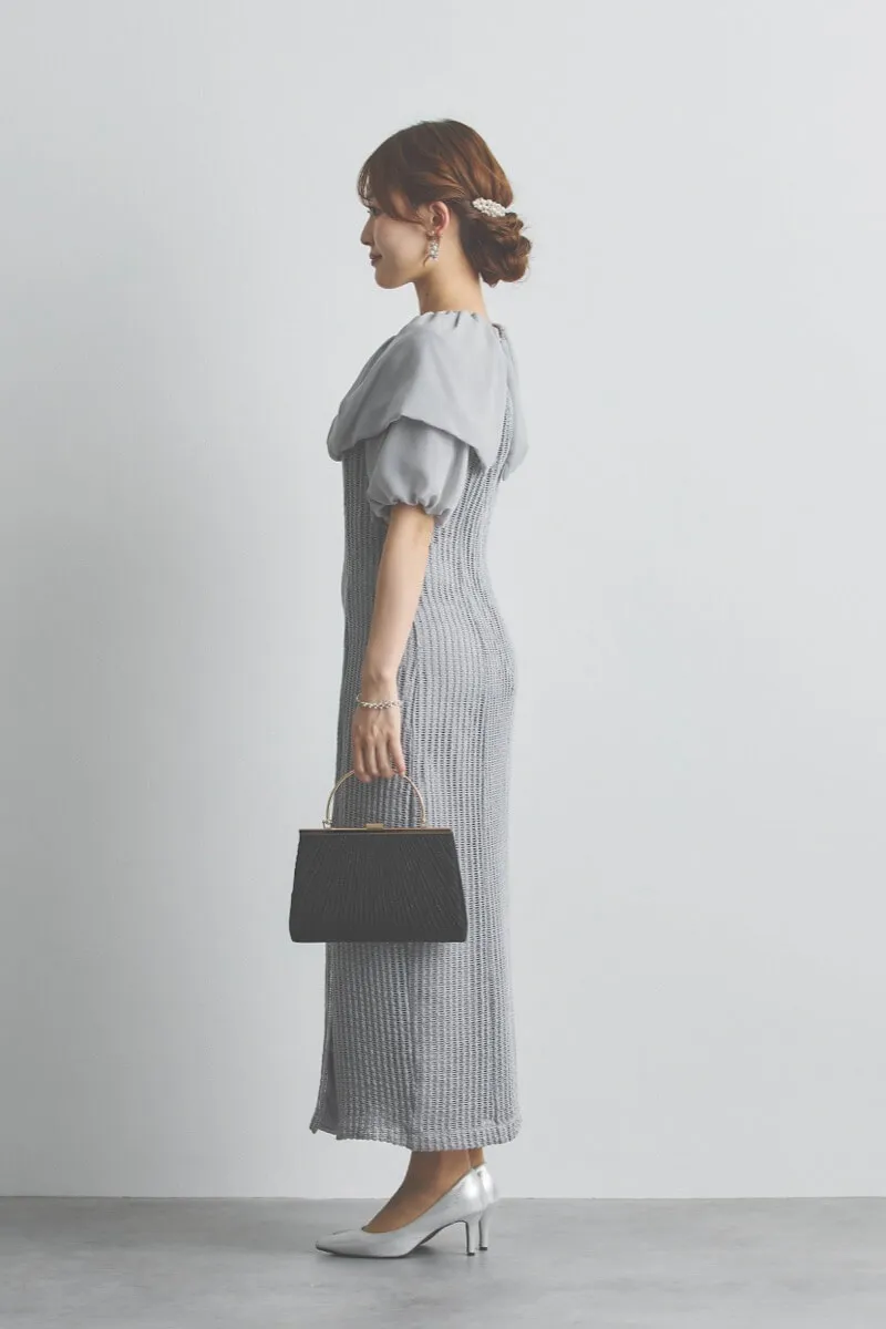 グレーの2wayオフショルサイドスリットドレス