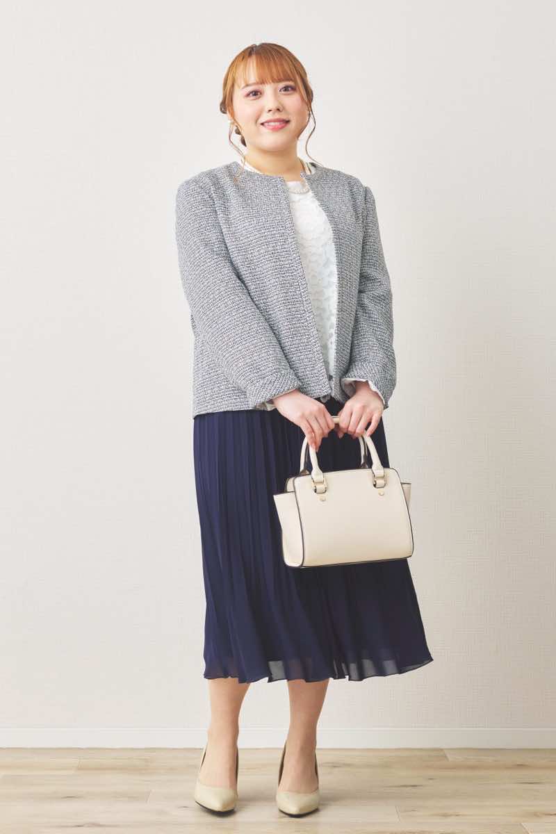 ブラックのレースコンビプリーツセレモニースーツセット