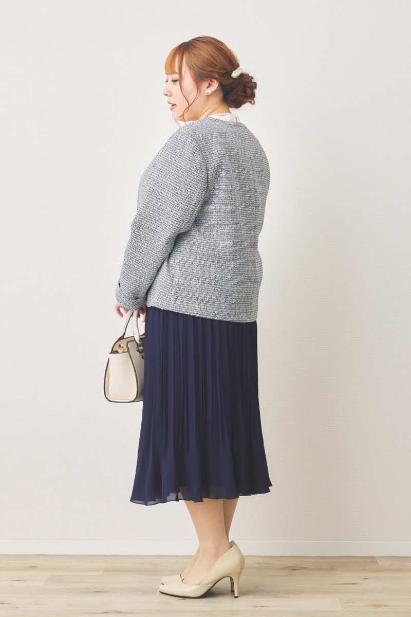 ブラックのレースコンビプリーツセレモニースーツセット