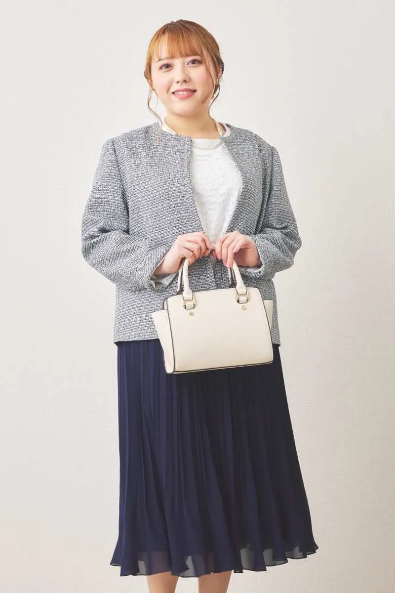 ブラックのレースコンビプリーツセレモニースーツセット