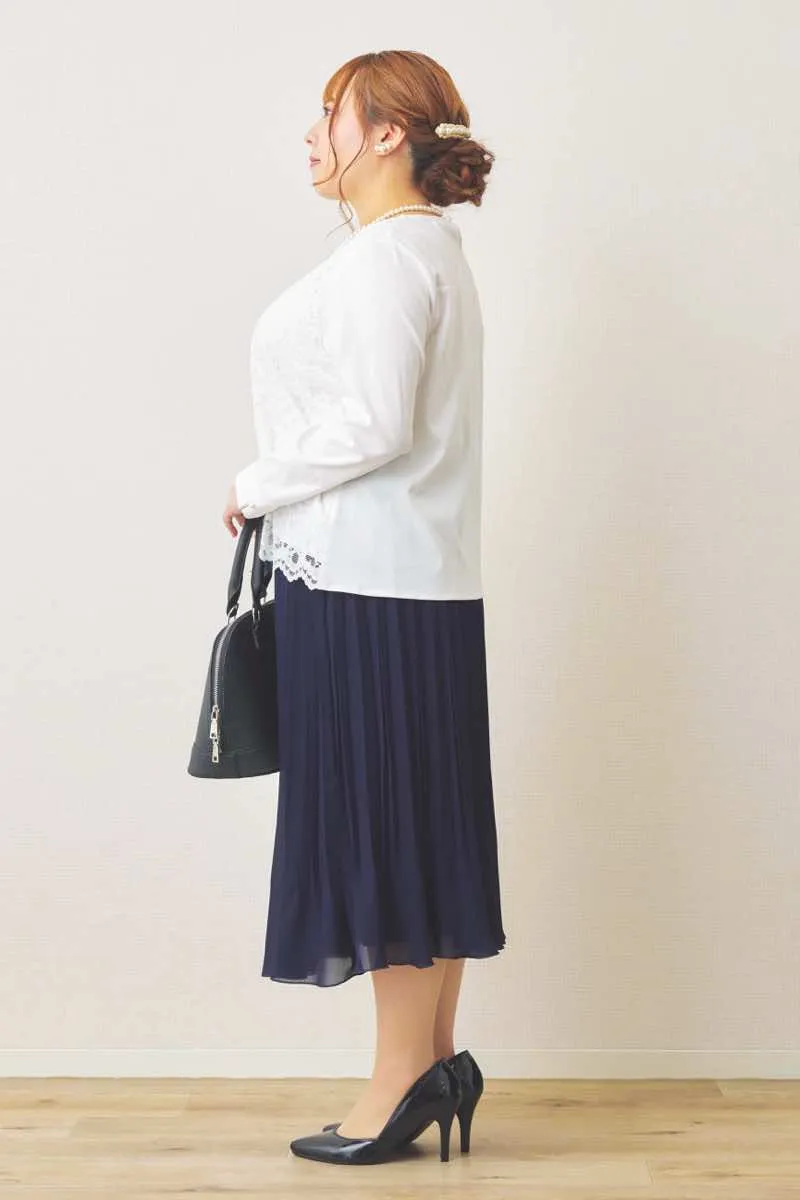 ブラックのレースコンビプリーツセレモニースーツセット