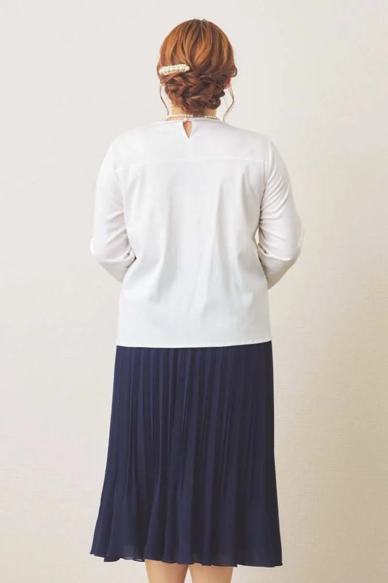 ブラックのレースコンビプリーツセレモニースーツセット