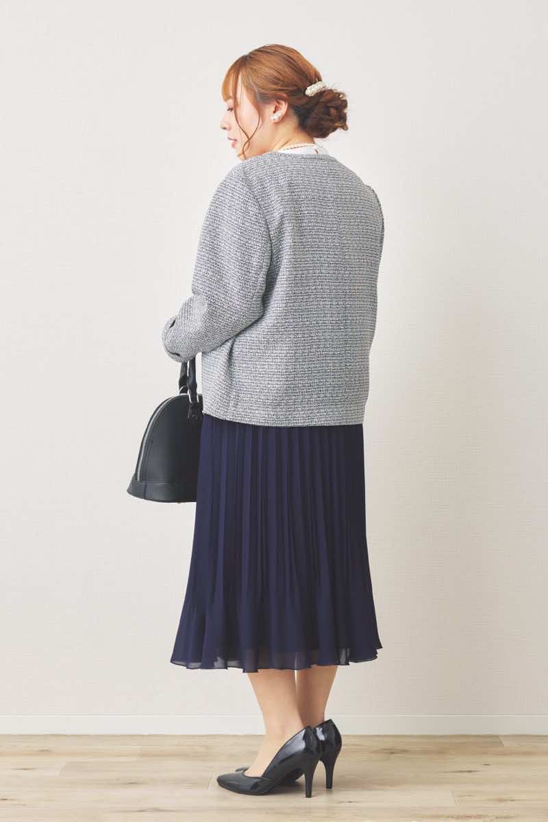 ブラックのレースコンビプリーツセレモニースーツセット