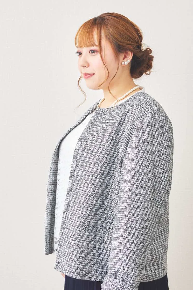 ブラックのレースコンビプリーツセレモニースーツセット