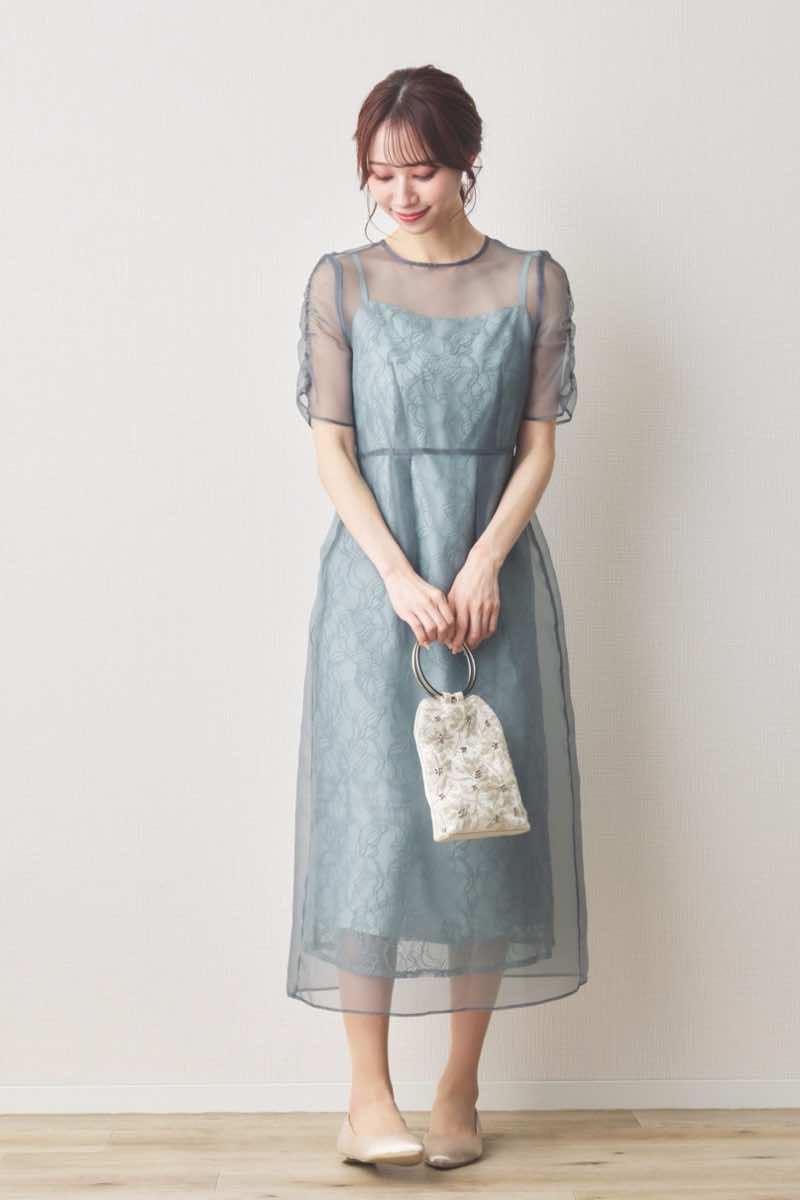 ミントのオーガンエプロンレースドレス