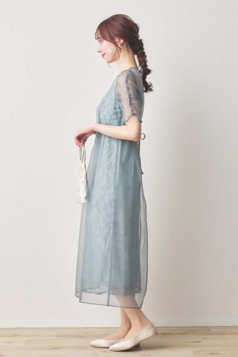 ミントのオーガンエプロンレースドレス