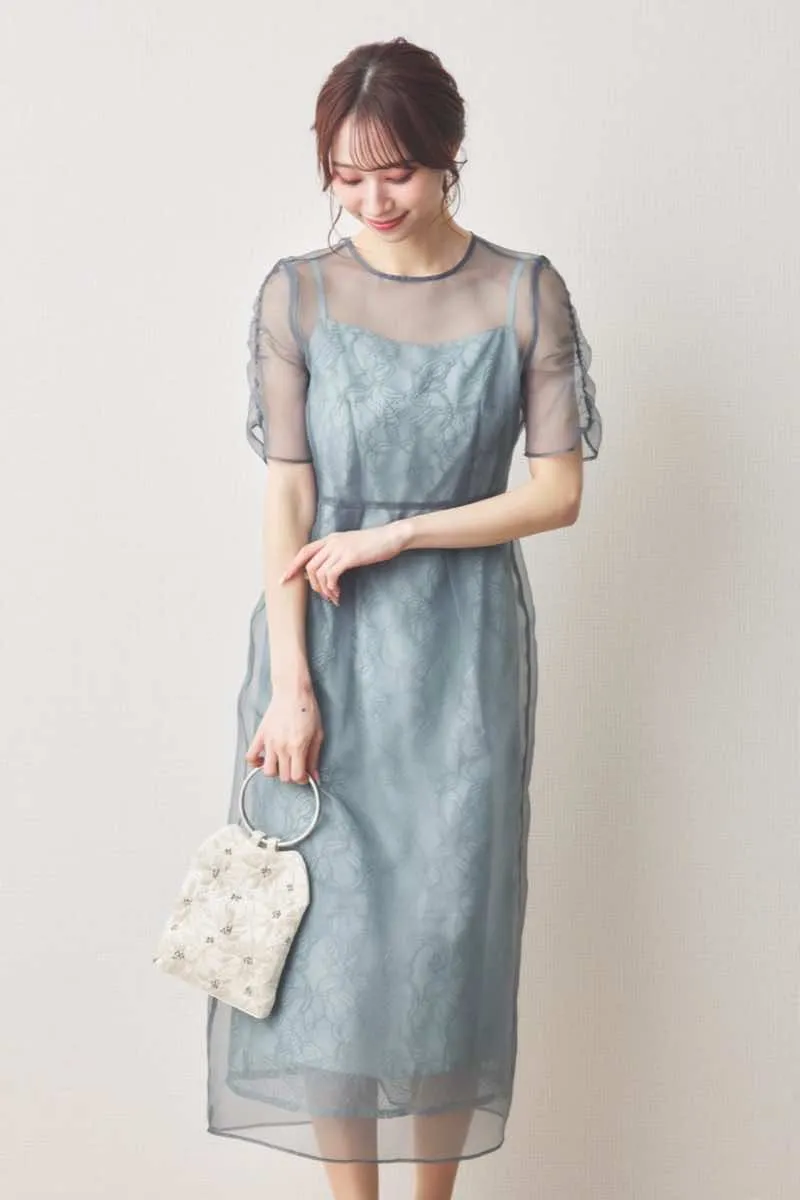 ミントのオーガンエプロンレースドレス