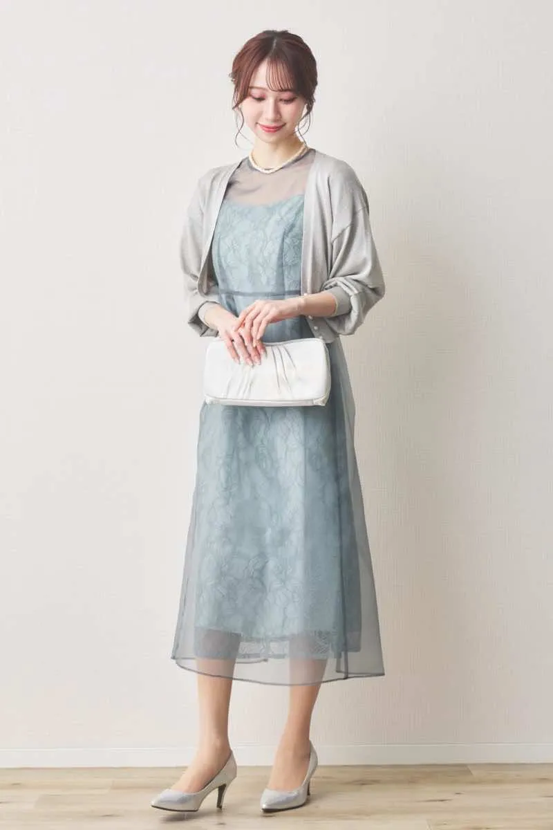 ミントのオーガンエプロンレースドレス