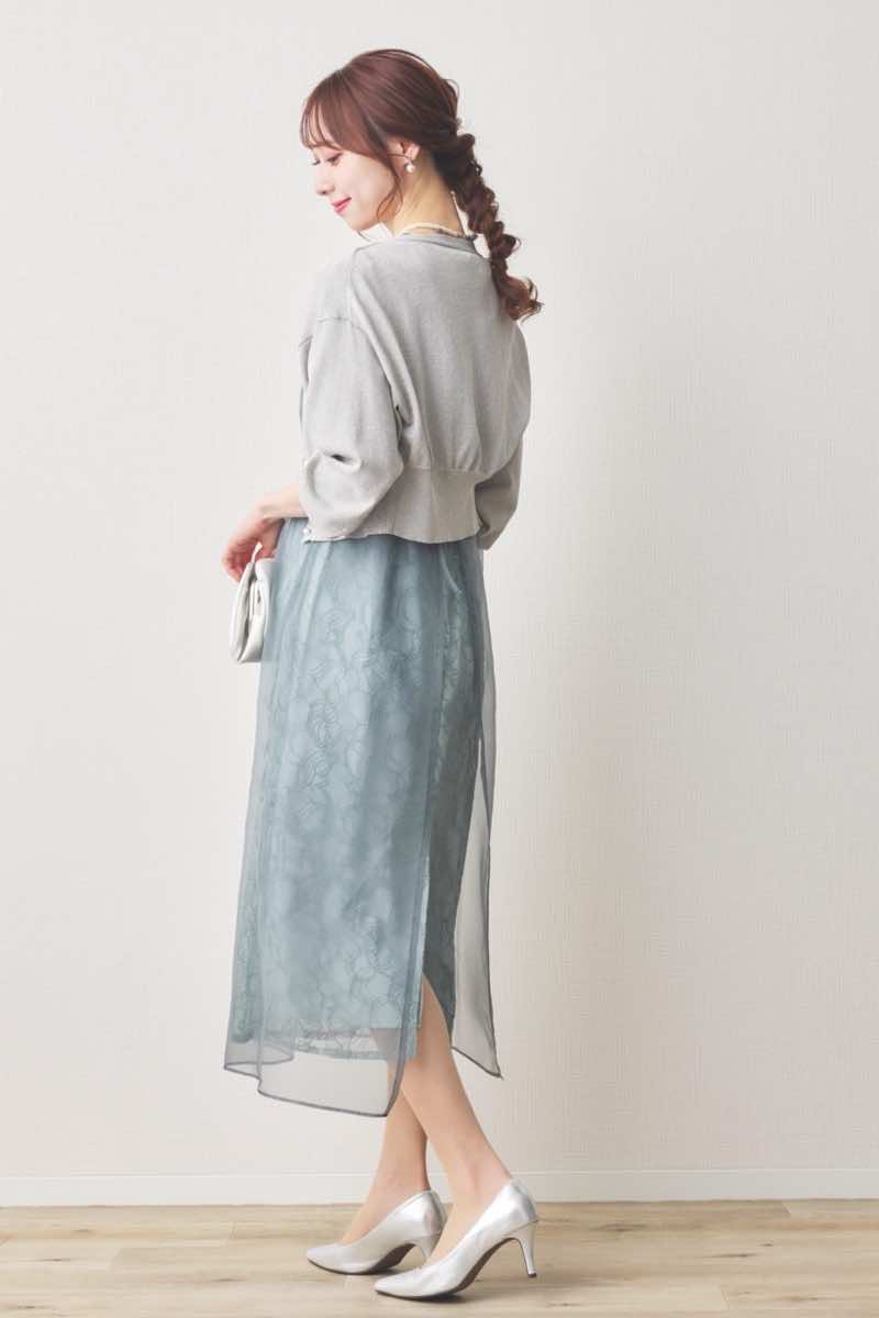 ミントのオーガンエプロンレースドレス