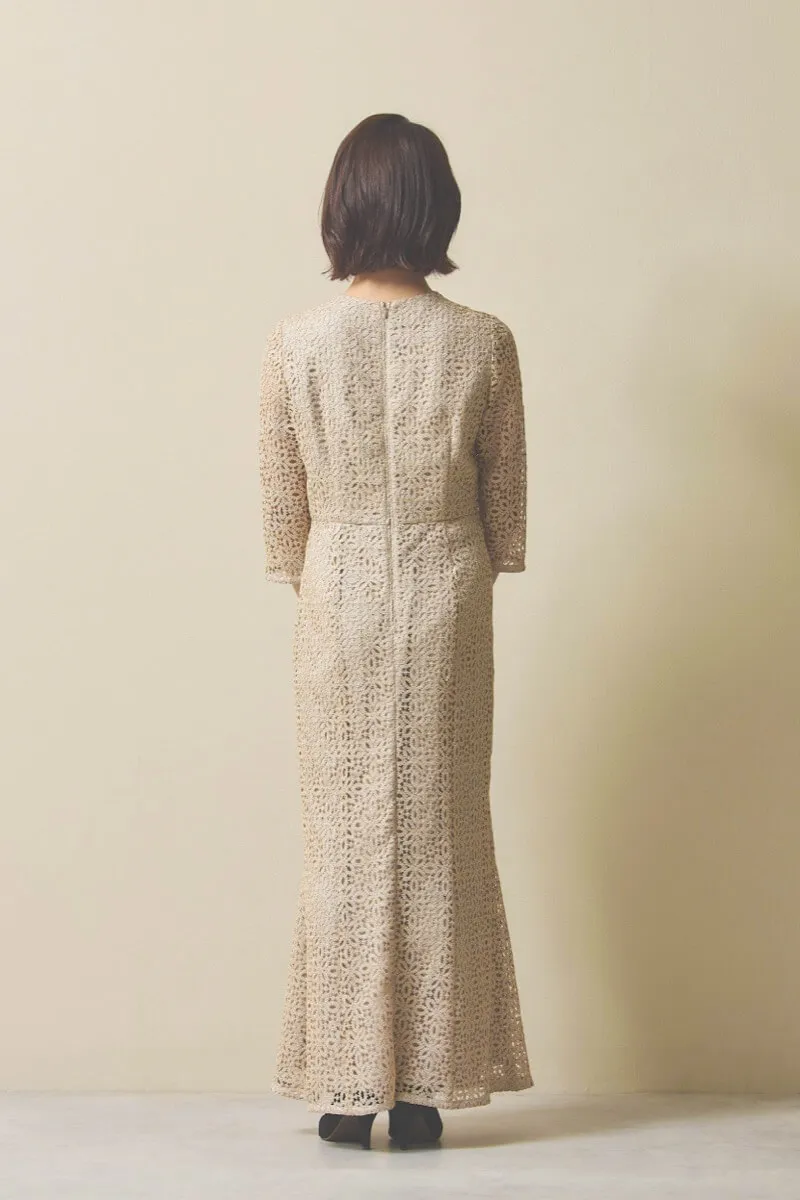 ゴールドのラメクロシェレースドレス [ 店頭販売価格 38,500円 ]