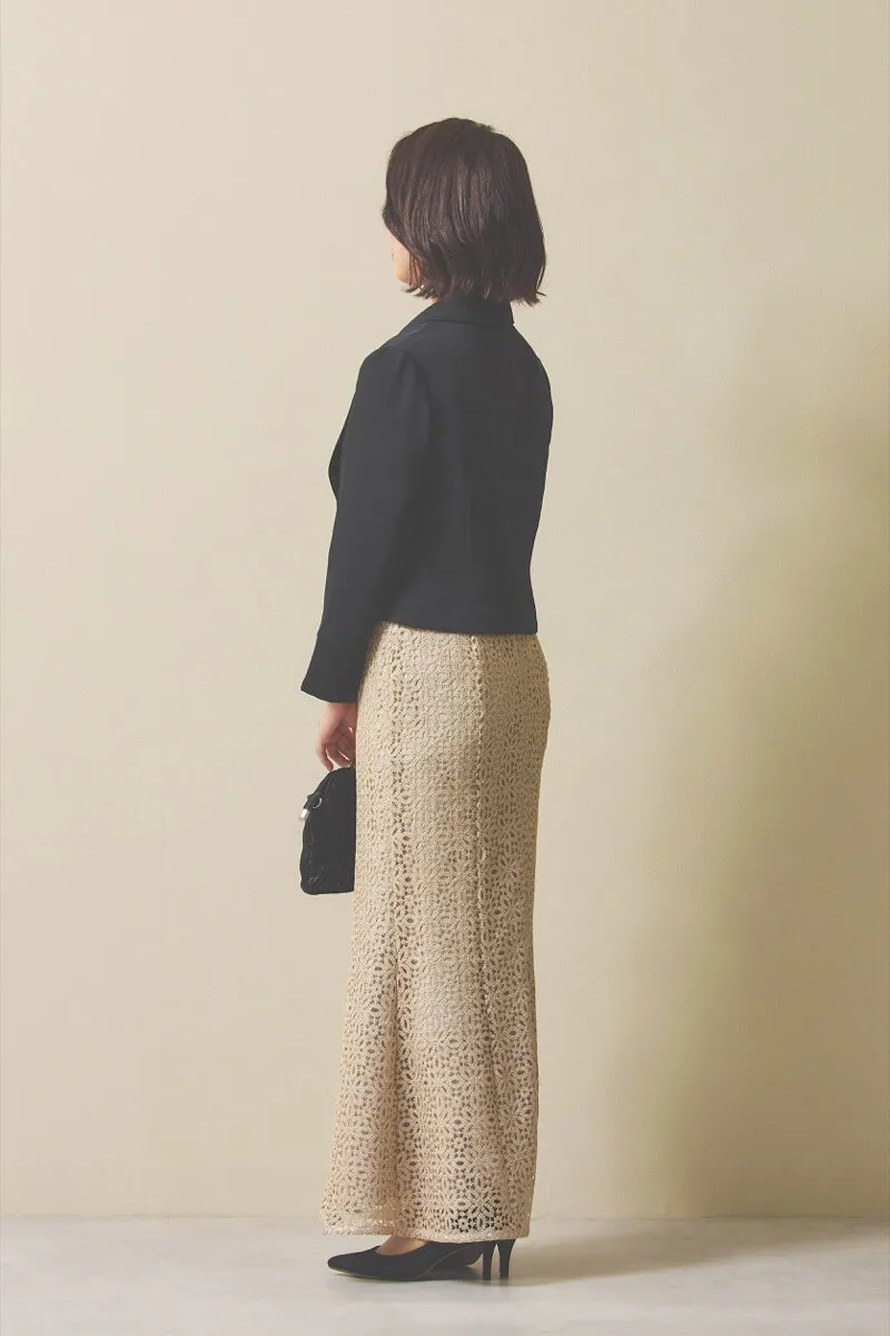 ゴールドのラメクロシェレースドレス [ 店頭販売価格 38,500円 ]