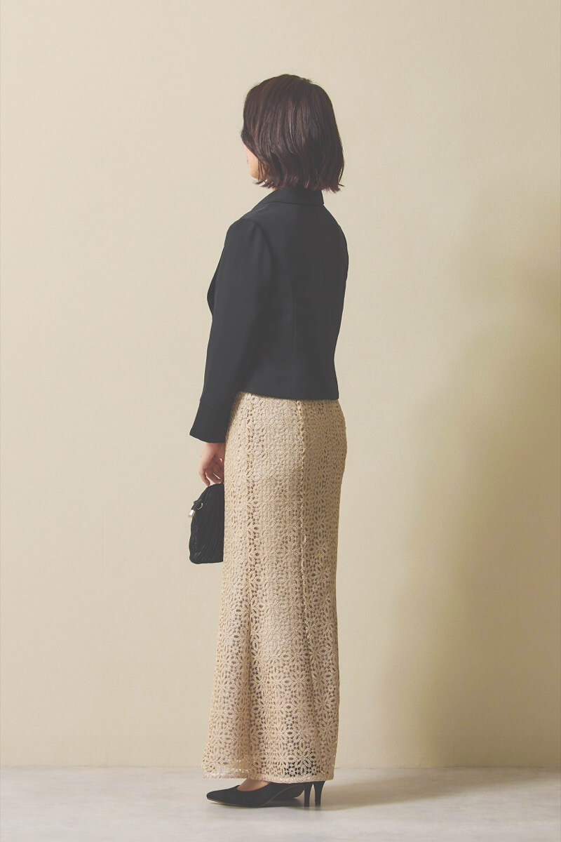 ゴールドのラメクロシェレースドレス [ 店頭販売価格 38,500円 ]