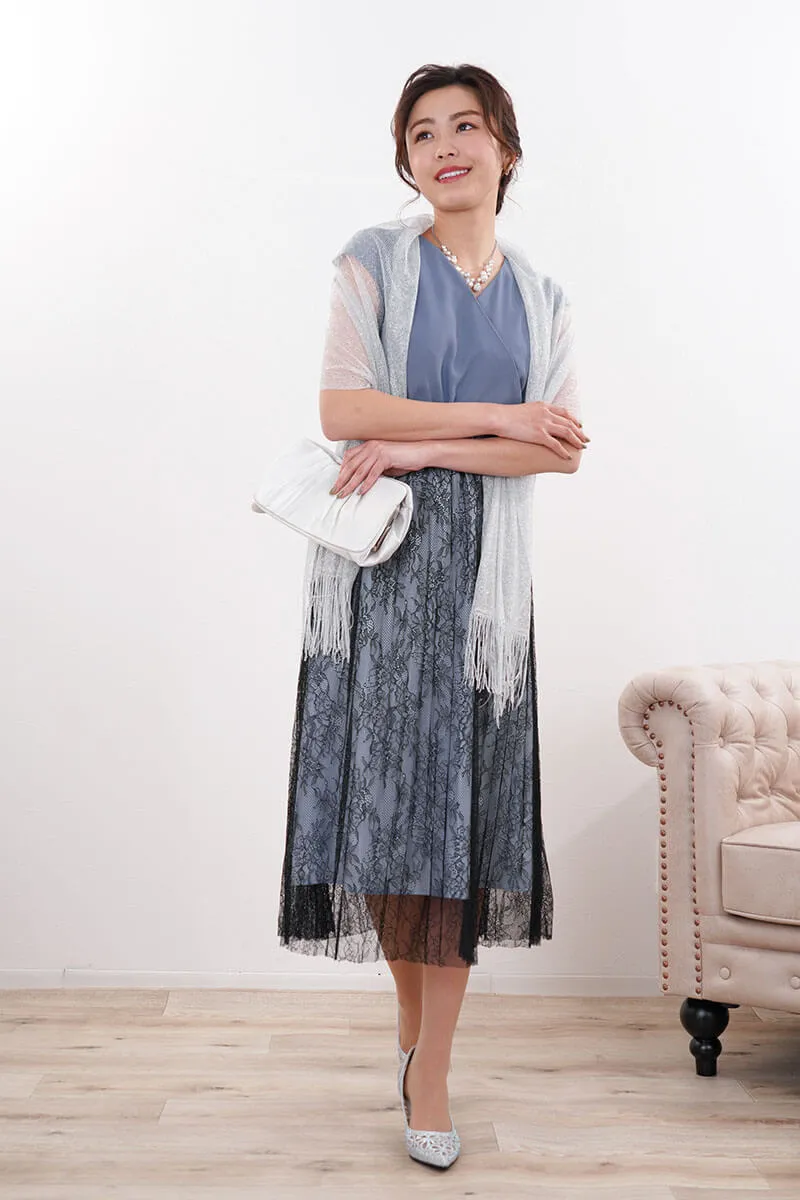 ビジューボール付きシルバーとホワイトパールネックレス