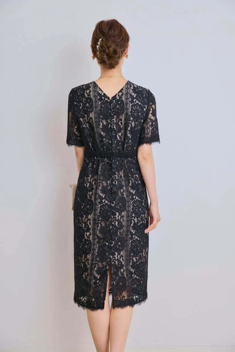 ブラックのパネルレースIラインドレス