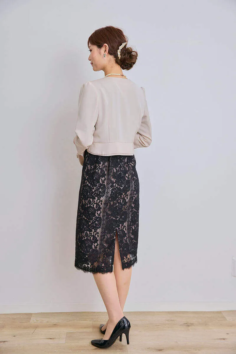 ブラックのパネルレースIラインドレス