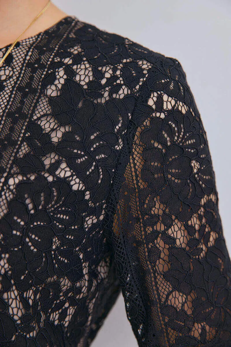 ブラックのパネルレースIラインドレス