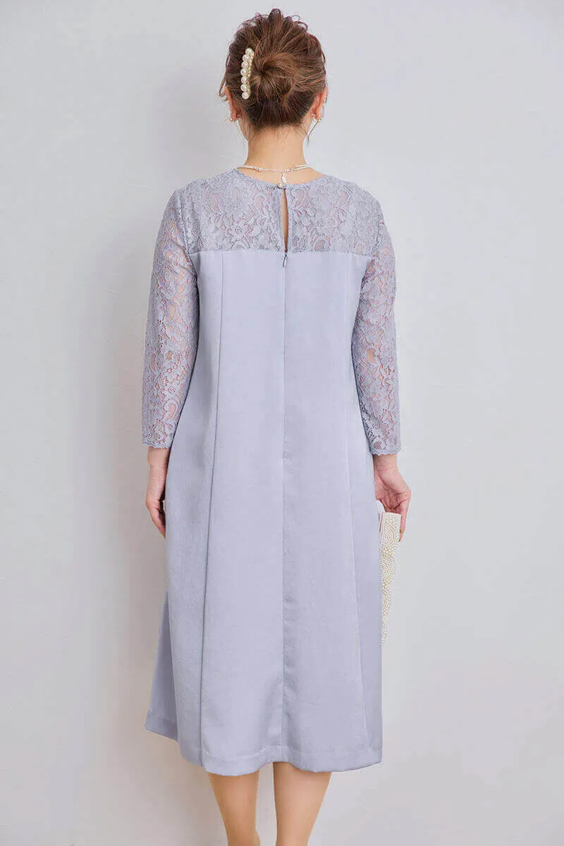 ブルーのマットサテンAラインドレス