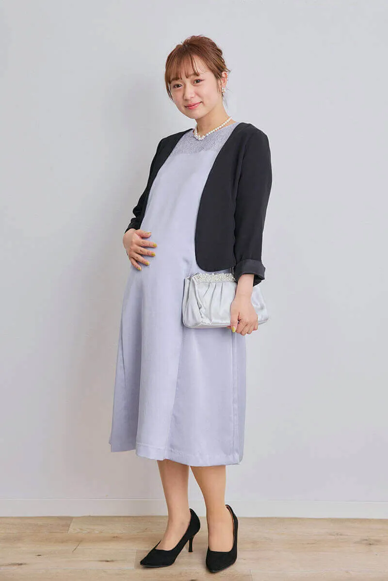 ブルーのマットサテンAラインドレス