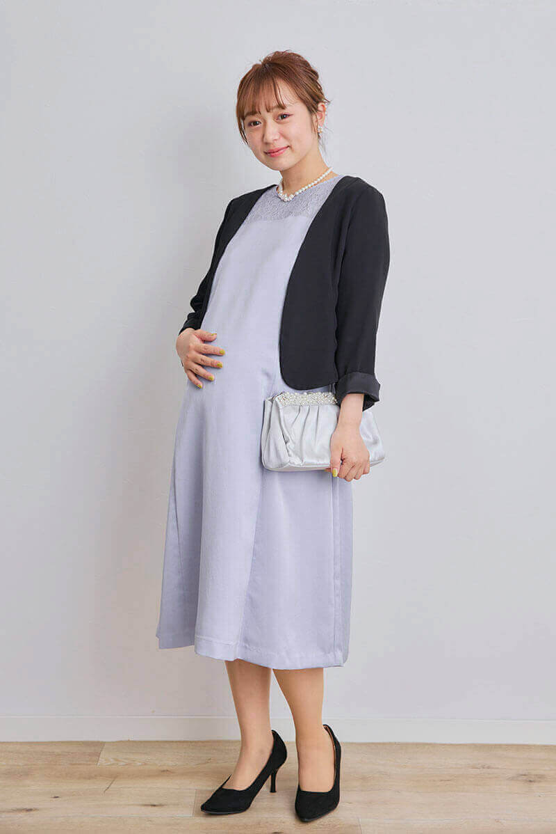 ブルーのマットサテンAラインドレス