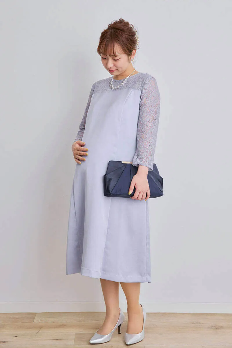 ブルーのマットサテンAラインドレス