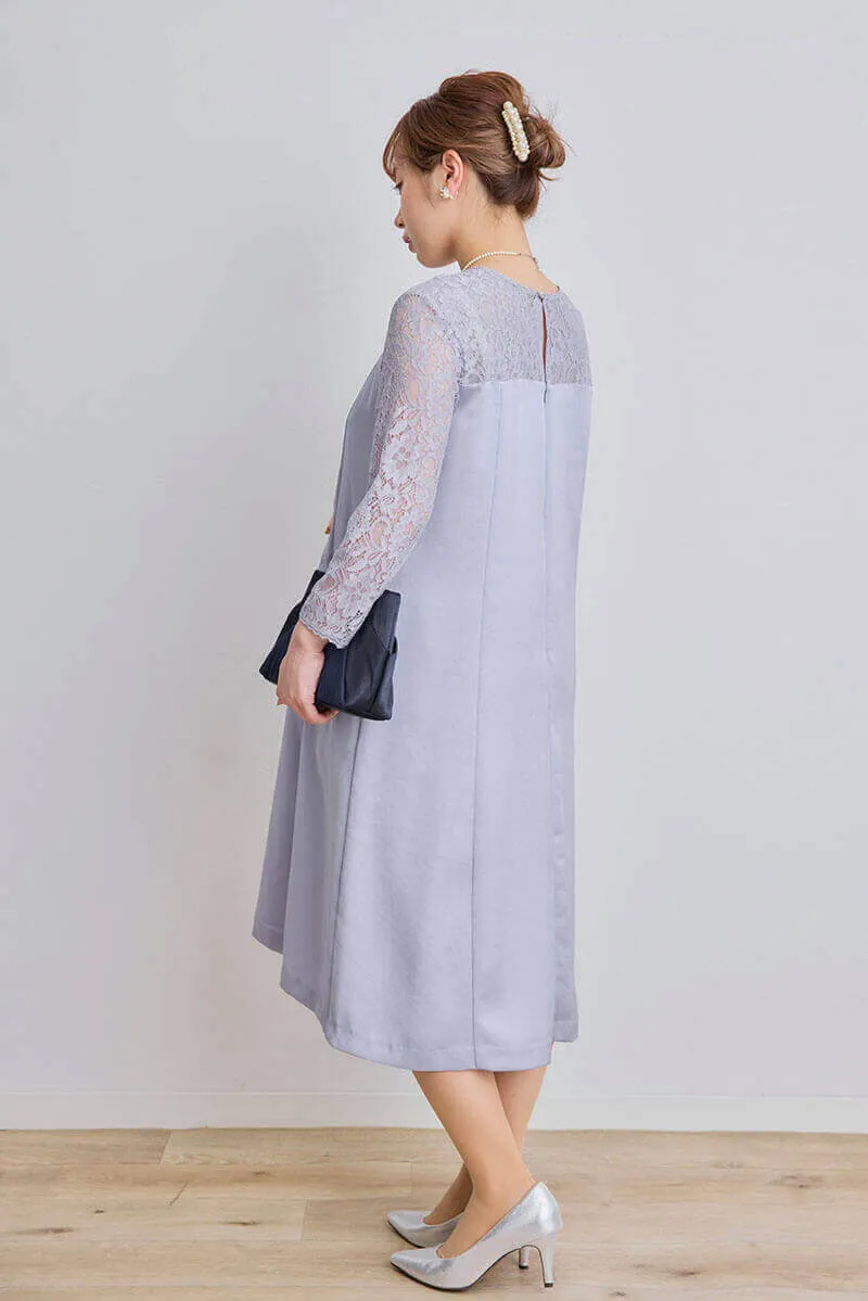 ブルーのマットサテンAラインドレス