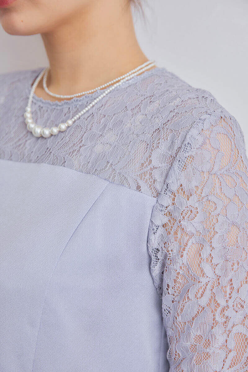 ブルーのマットサテンAラインドレス