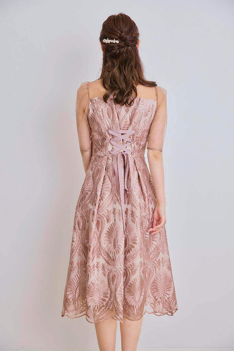 モカのダマスク柄シアードレス