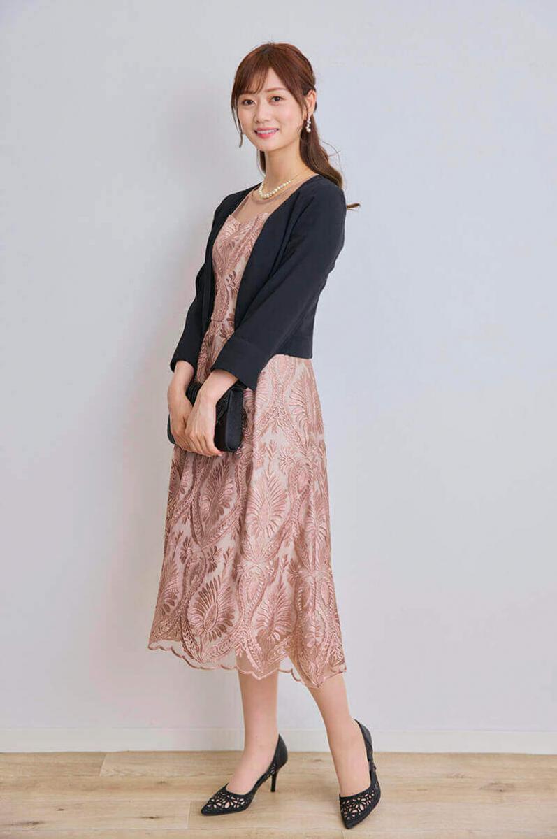 モカのダマスク柄シアードレス