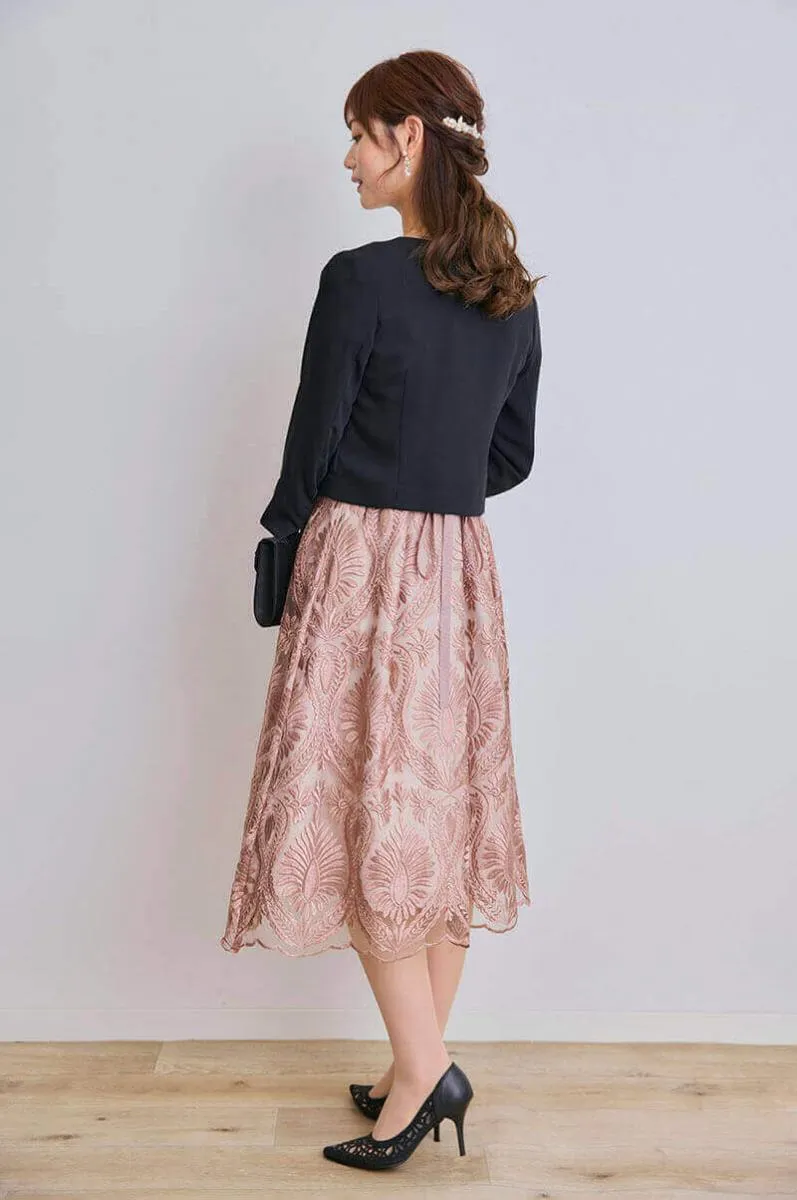 モカのダマスク柄シアードレス